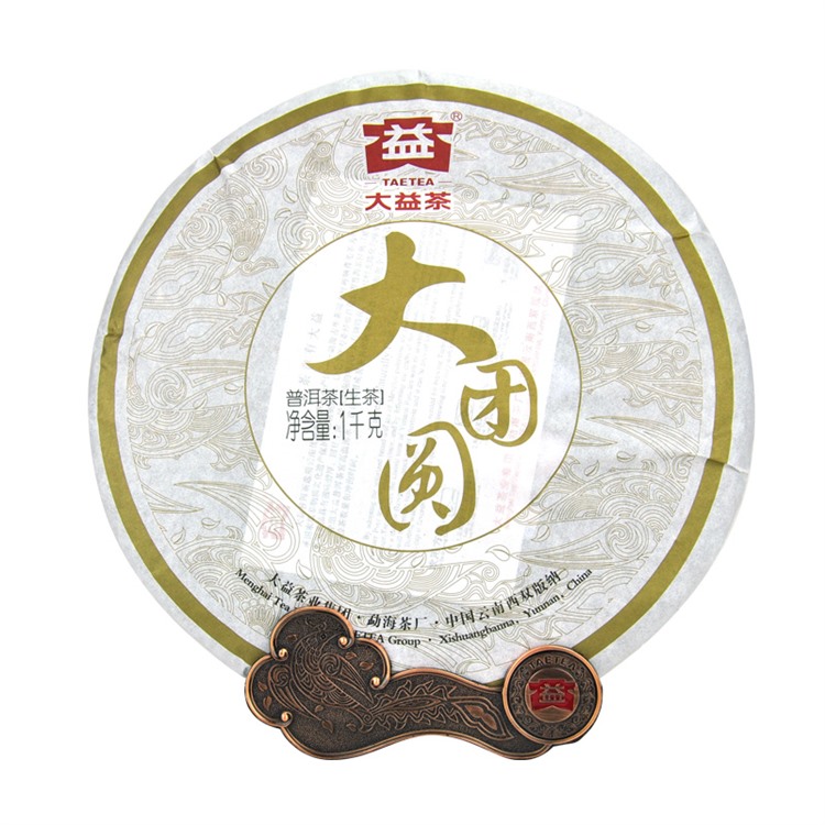 大益普洱生茶大团圆青饼精装礼盒1000g301批茶叶产品侧面高清图