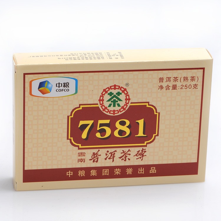 花香,果香,蜜香混合香型。云南普洱茶 中茶品牌 2012年 7581 熟茶 250克砖茶 盒装主图
